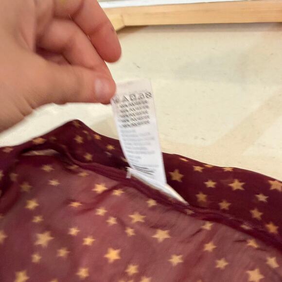 Free People Star Dazed Burgundy Gold Boho Kimono OS Festival Celestial Fairycore - Picture 5 of 8